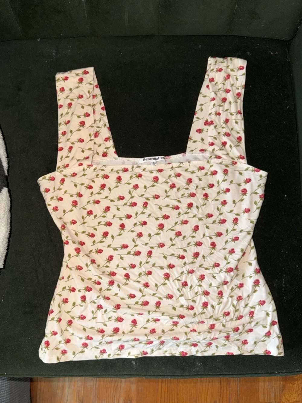 Reformation Cream Tank with Rose Print